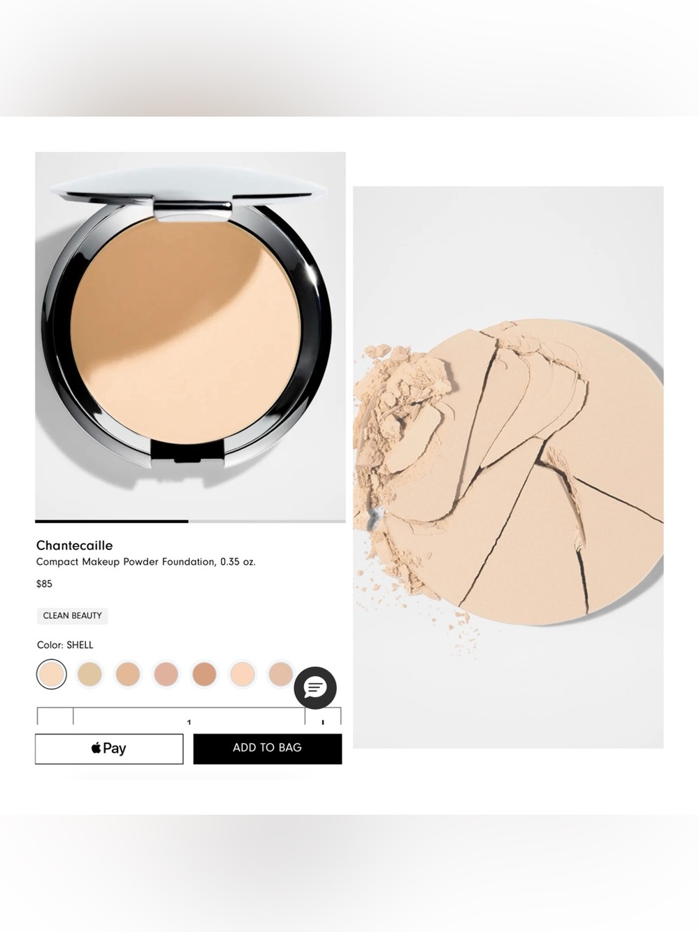 Chantecaille Compact Makeup Powder Foundation in Shade Shell. NIB!